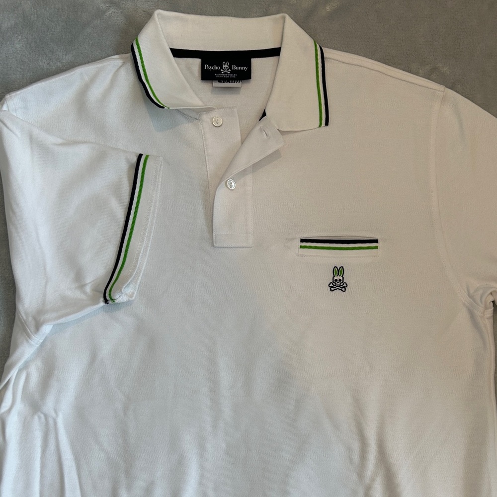 Psycho Bunny white polo shirt